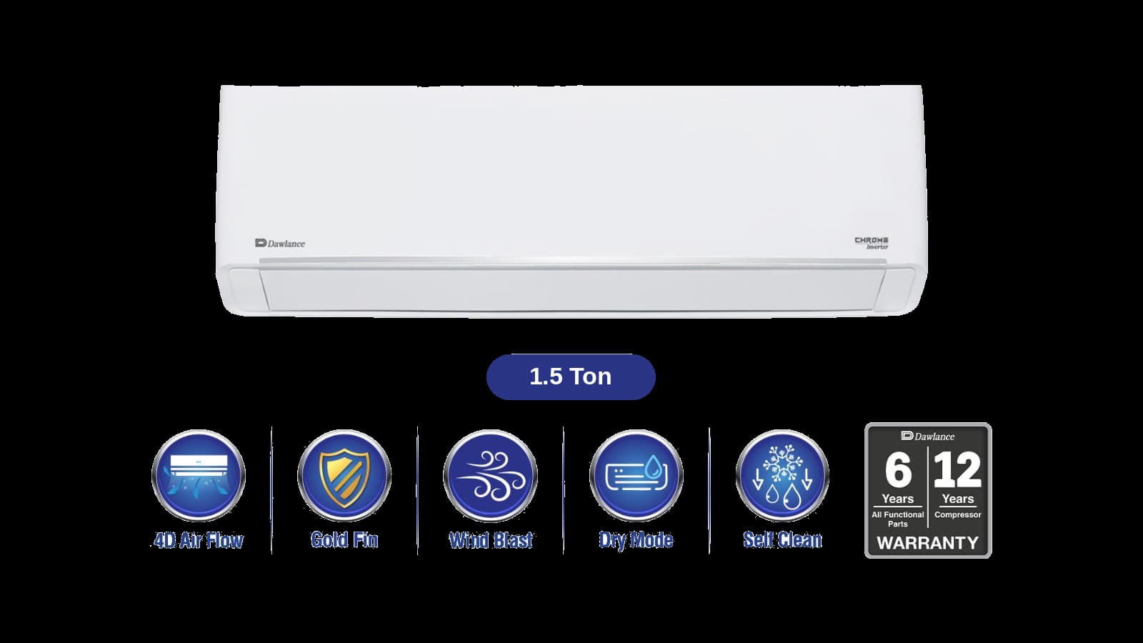 DAWLANCE Chrome 1.5 Ton White Inverter Split AC