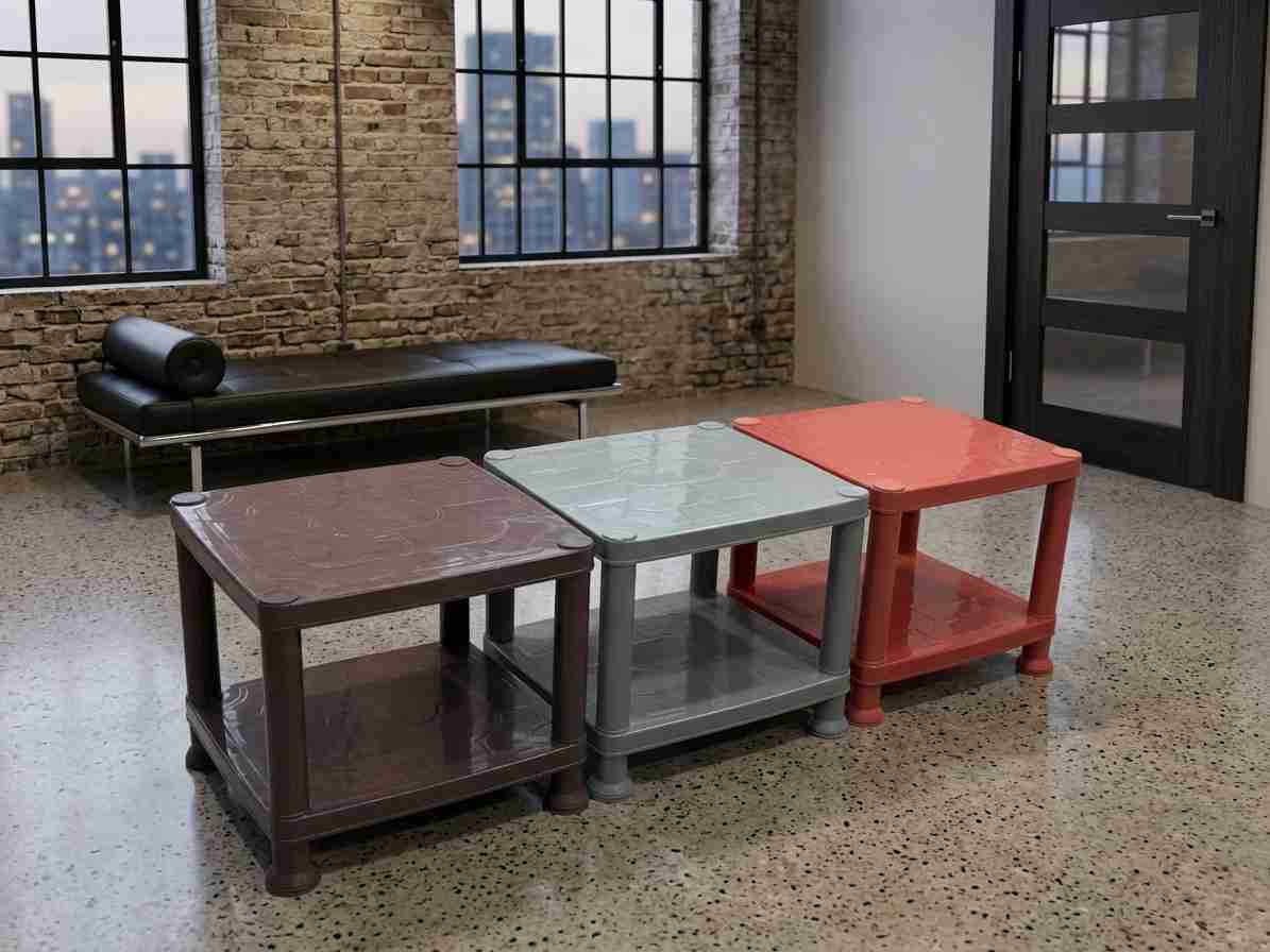 FULL PLASTIC DOUBLE SHELF METALIC TABLE